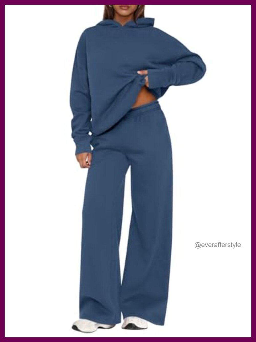 2 Piece Lounge Set Long Sleeve Hoodie Wide Leg Sweatpants Cotton Polyester